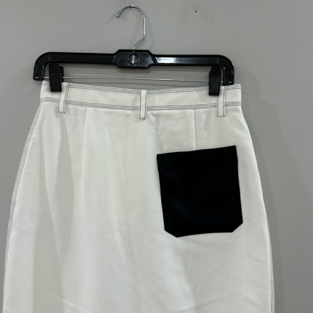 Bouguessa Skirt Ghana Denim Midi in White & Black Detail - Picture 8 of 8